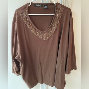 Brown Crystal Kobe blouse 4X